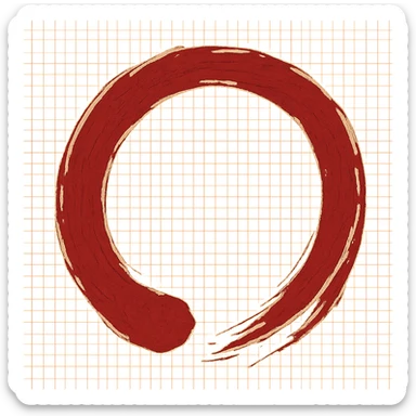 Create a Japanese style enso circle with torn, smeared, calligraphic edges in a rich saturated red color as shown in the reference. The contour should be clear but with artistic brush strokes. The inside is completely empty and the background is transparent. No text or decoration. sticker