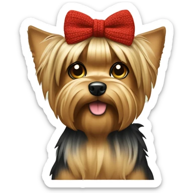 Giant Dog Yorkshire Terrier with bow on the head wearing Christmas sweater  sticker