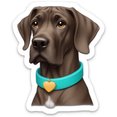 Brown Great Dane with turquoise collar sticker