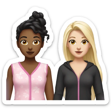 Black Jenna and white Emma are wearing matching pajamas  sticker