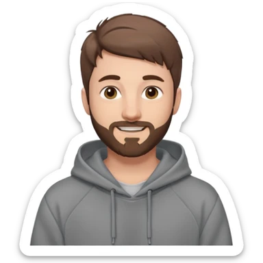 Draw MrBeast in casual hoodie with short hair, french cut beard & friendly smile. sticker