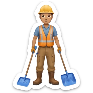 Landscaping company worker, shoveling, full body sticker