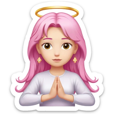 blonde angel woman with long hair meditating with pink hair clips sticker