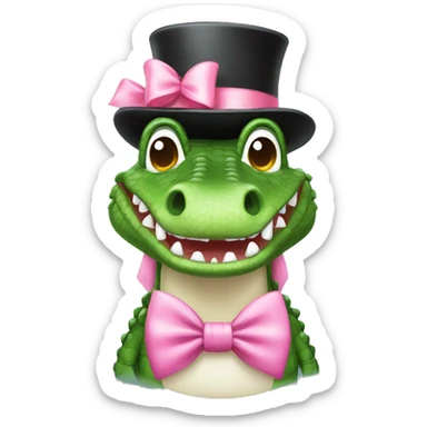 Coquette crocodile with pink bows sticker