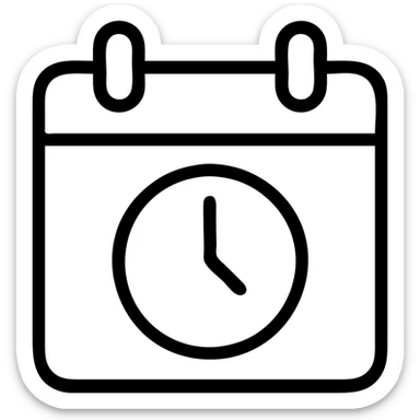 scheduled icon, minimalist, monochrome, line art sticker