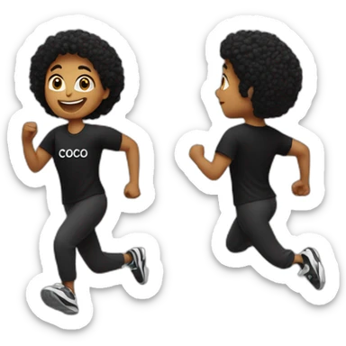 person running with a black tshirt ans the word COCO in white sticker
