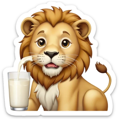 Lion drinking milk sticker