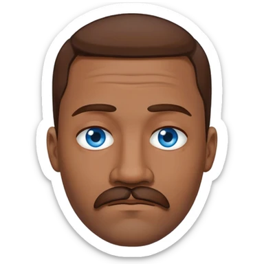 "- Nam
- 40 tuổi
- Da đen
- Tóc nâu hạt dẻ 
- Mắt xanh nước biển, có ria
- Mặt buồn
" sticker