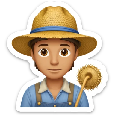 farmer animal with straw hat sticker