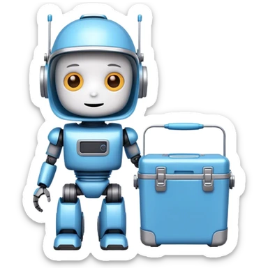 A funny bot kid with coolers sticker
