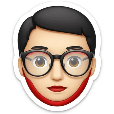 Red Glasses with subtle shine and curved frame edges. sticker