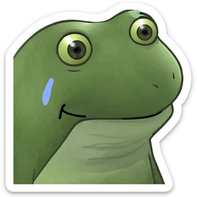 sad crying emoji, green bufo frog meme style, expressive face, single tear sticker
