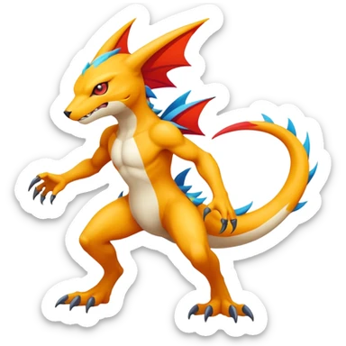 badass cool cartoonic anime-Fantasy-Fakémon-creature (full body) sticker