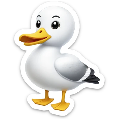 Seagull holding a white rubber duck  sticker