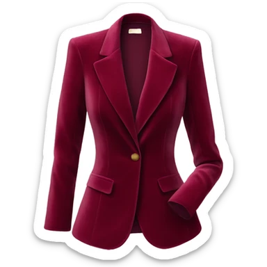 Realistic isolated open wine color velvet feminine fashion blazer jacket.  sticker
