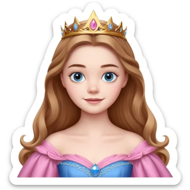 Elle fanning as princess Aurora in Maleficent but with brown hair and blue eyes sticker