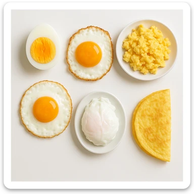 uova cotte in modo diverso in un clima pulito, viste dall'alto sticker