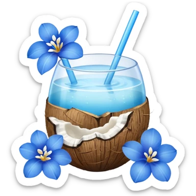 coconut drink with blue flowers sticker