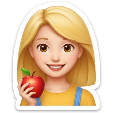 cheerful pose cute girl apple emoji style sticker