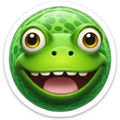 3d sphere with a cartoon frog skin texture with big childish eyes sticker