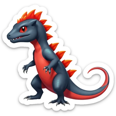 Colorful Dark Shiny Exotic Salandit-Charmeleon-Quilava-Fakémon-hybrid-creature (full body)  sticker