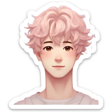 Gorgeous pastel anime style shojo man with blushing face and butterflies aesthetic trending style sticker