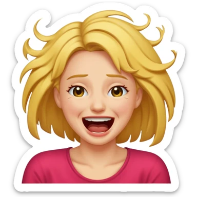 Laugh crying ripping hair out female sticker