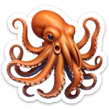 Cinematic Realistic Cute Yawning Octopus Portrait Emoji, Head tilted slightly with a dramatic, wide-open yawn, showcasing a soft, lustrous orange body with subtle blue ring accents and gently drooping tentacles, with half-closed, drowsy eyes rendered in exquisite detail; high shine, relaxed yet expressive, styled with a dash of mystical charm, soft glowing outline, capturing the essence of a sleepy yet affectionate octopus that appears ready to stretch out and drift into a peaceful nap! sticker