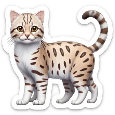 Realistic albino albinism colorful shiny glossy smooth whitish pastel dusky dark gloomy wild natural elegant lifelike Pallas-cat-ocicat-ocelot-Rusty-spotted-cat-fusion-hybrid-animal-creature, full body, hyper-realism sticker