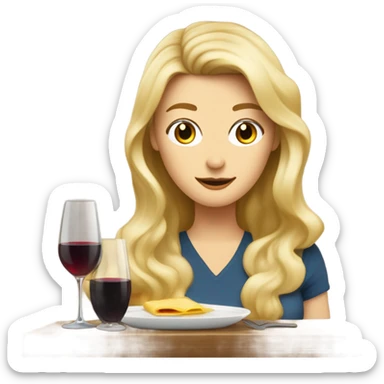 Repas raclette et vin blanc en amoureux femme blonde cheveux au carré homme petite barbe et moustache cheveux bruns grisonnant  sticker