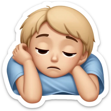 A character named Boksil lying down with a defeated, discouraged expression, looking sad and exhausted sticker