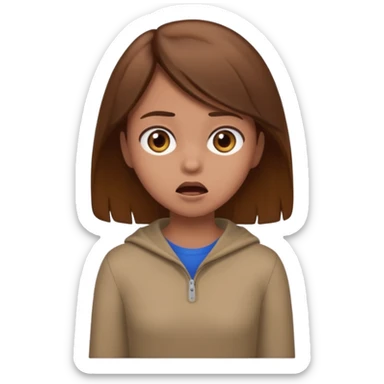 Chica grande  asustada de cuerpo completo con pelo castaño  sticker