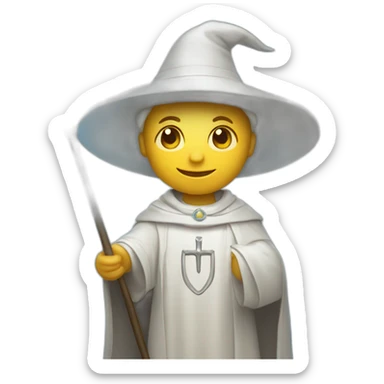 white pilgrim with a staff and a halo of light sticker