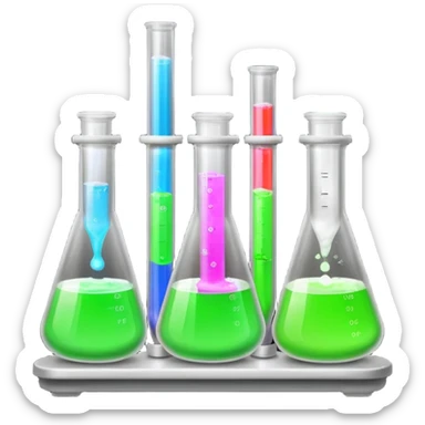 hi-lighters uv light glowing formula in beaker/ test tube and baking soda in lab sticker