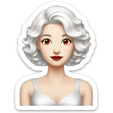 white haired woman red-eyes pale skin cocktail dress sticker