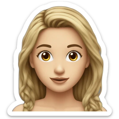 Fille ado cheveux long  châtain claire yeux bleu sticker