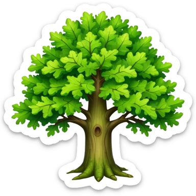 Vibrant green oak tree with full leaves sticker
