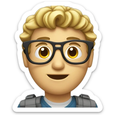 white male nerd sitting behind a macbook sticker