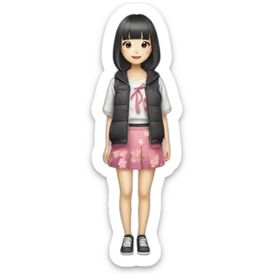 Japanese girl wearing harajuku styled clothing sticker