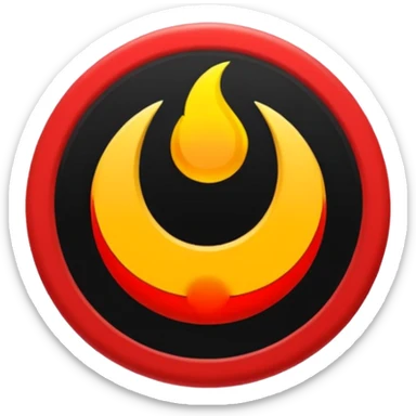 Círculo totalmente negro, adentro del círculo un símbolo de encendido y apagado en color blanco y una letra N en color rojo sticker