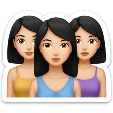 3 mujeres de pelo lacio negro  sticker