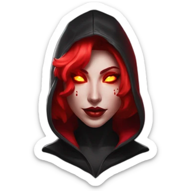 Dead Pool fall in love to of Lady Gaga with this style : Riot Games Valorant black red glowing bright red sparks character red black hooded hero themed character sticker