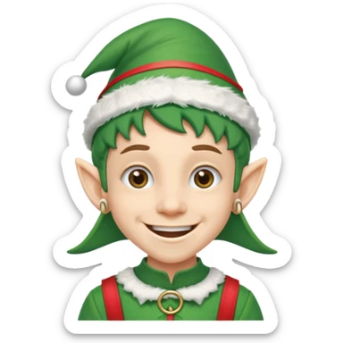 duende navideño con una sonrisa amplia y ortodoncia sticker