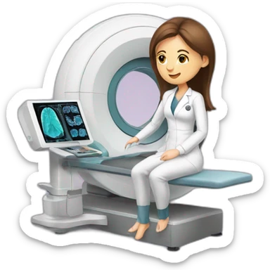 Radiologist-performing-breast-mri-to-woman sticker