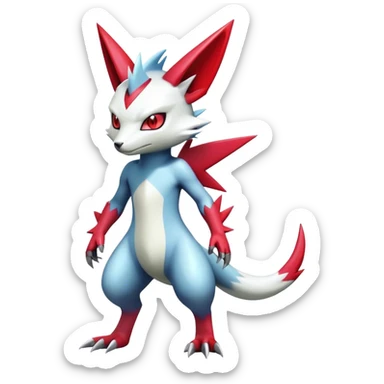 Cool Edgy Shiny Futuristic Ethereal Legendary Digimon-Sneasel-Zangoose-hybrid full body sticker
