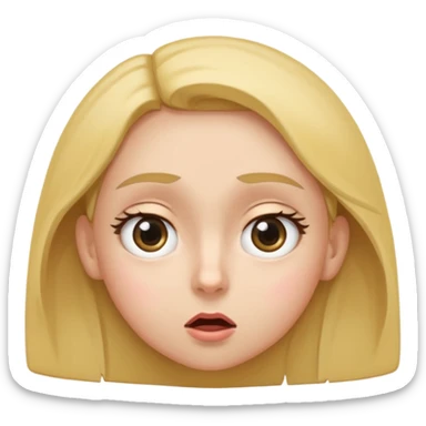 Face looking to the side with wide eyes and low mouth with raised eyebrows (the viral face for this is a bad idea, but we’re totally gonna do it together anyway) make it a girl and make them tilting their head to the side, looking at me with side eyes and mouth closed sticker