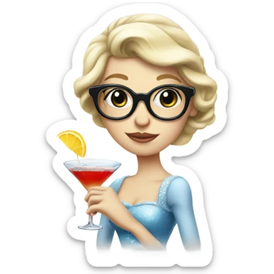 Pale Cinderella wearing glasses drinking a cocktail  sticker