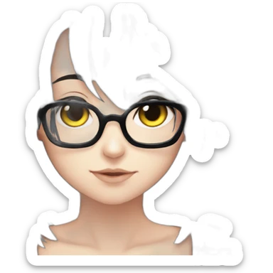 Anime+eyes-goth-girl-dark-hair-with-glasses-black-tshirt sticker