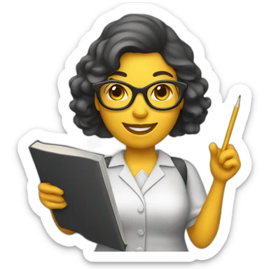 Teacher woman with a book and a pointer  sticker