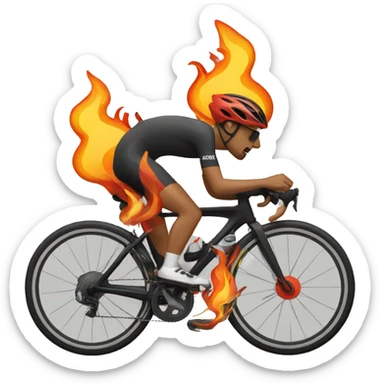 cyclist with flames sticker